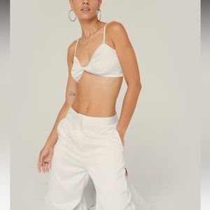 Nasty Gal White Satin Matching Set